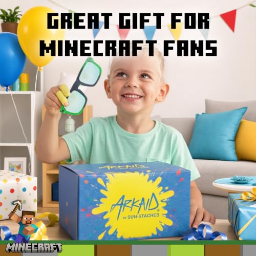 Image of ARKAID Minecraft Boys Sunglasses | Official Minecraft Gear | 100% UV Protection | Official Minecraft Boys Sunglasses and Sports Wraps | Impact Resistant | Gift Idea | Fits Most Kids