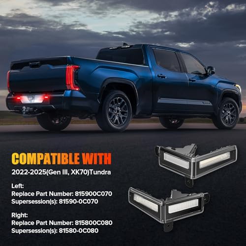 Image of R&F Auto LED License Plate Lamps 3 in 1 tag lights for 2022-2026 T'oyota Tundra (Gen III, XK70), License Plate Lamp and Reverse /Back up /Running Lights' function included