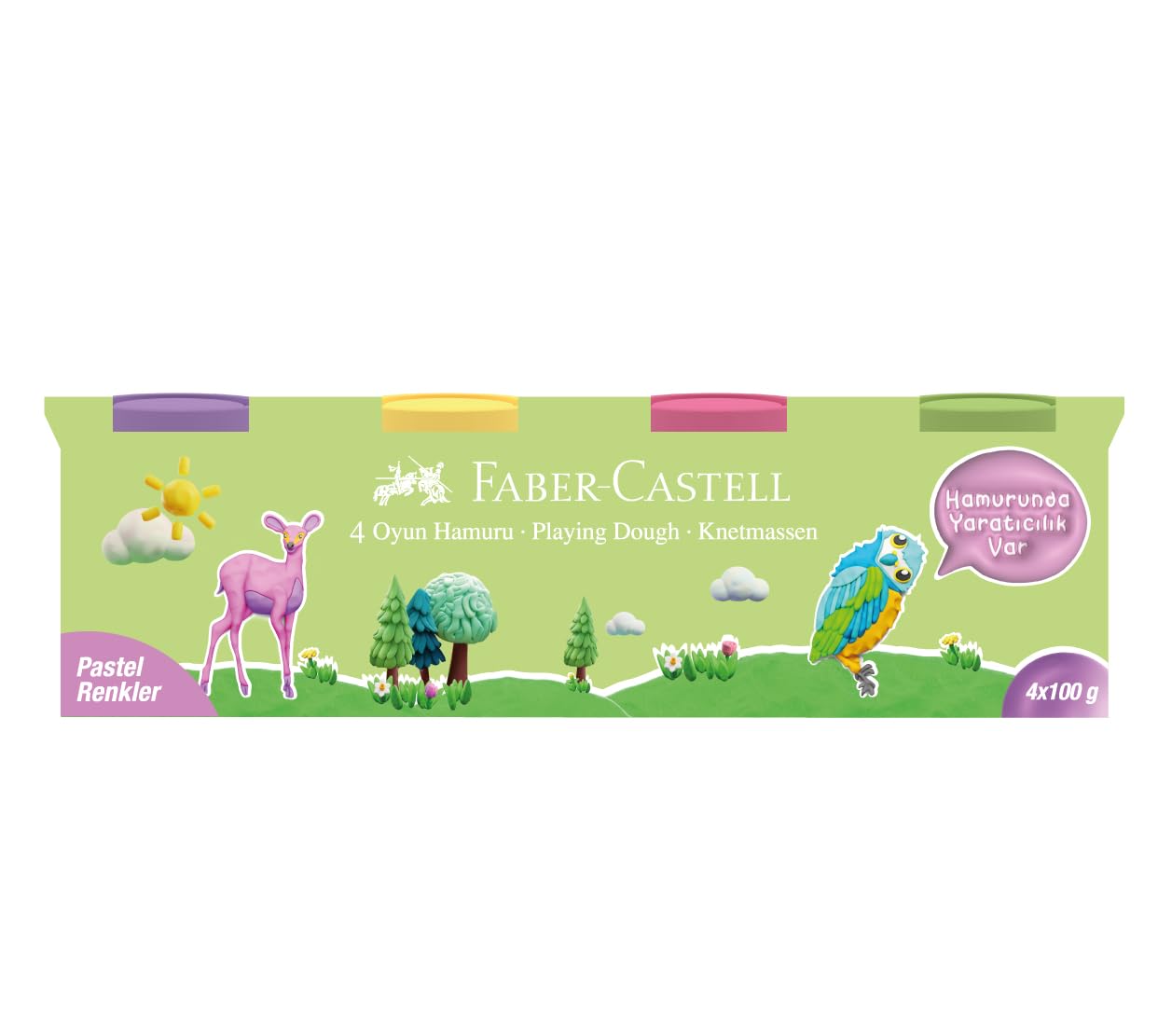 FABER-CASTELL Oyun Hamuru, 4x100, Pastel Renkler