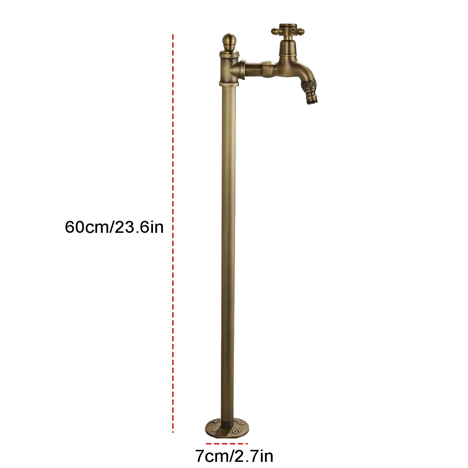 Freistehende Gartenwassersäule mit Wasserhahn, Retro Pfostenarmatur für Bewässerung und Reinigung(60cm/23.6in)