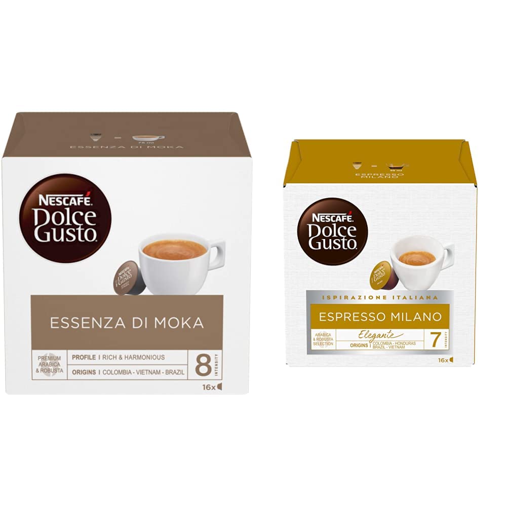 NESCAFÉ DOLCE GUSTO Essenza di Moka Caffè Espresso, 6 Confezioni da 16 capsule (96 capsule) & Espresso Milano Caffè, 6 Confezioni da 16 capsule (96 capsule)