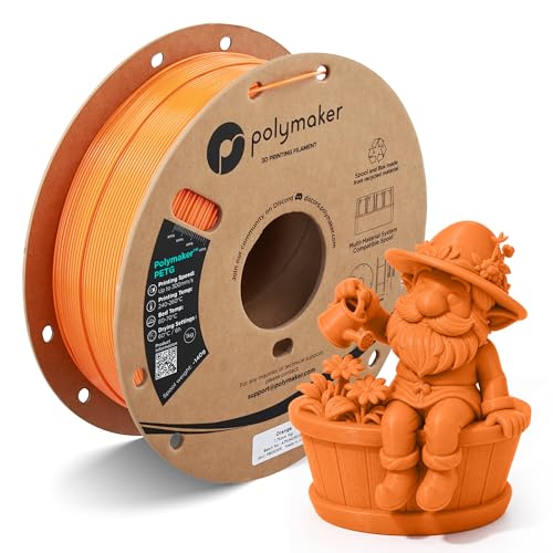 Image of Polymaker PETG Orange 3D Printer Filament 1.75mm 1kg, High Speed PETG up to 300mm /s, High Strength New Formula, Excellent Layer Adhesion, Warp Free, Compatible with Most 3D Printers