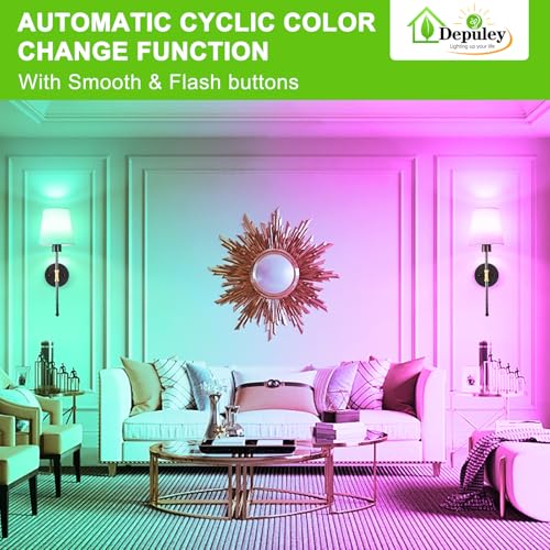 Image of Depuley Battery Operated Wall Sconce: Set of 2 19.99 inch Wireless Wall Lights with Remote for Bedroom - Rechargeable 15 Colors Black and Gold Wall Lamp for Living Room Hallway Decor