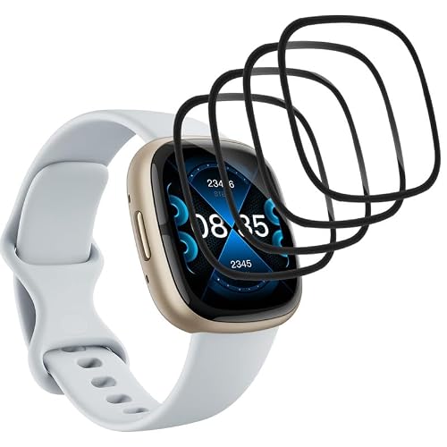 Camokia 4 Stück Dünne Weiche TPU Schutzfolie für Fitbit Sense 2 Panzerglas
