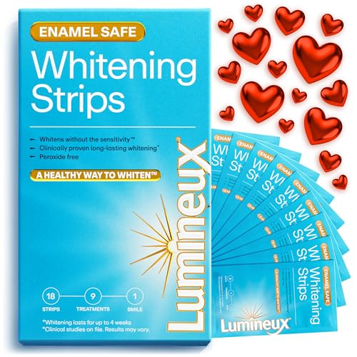 Lumineux Teeth Whitening Strips Kit - 9 Treatments (1 Month) - Peroxide Free - Enamel Safe for Whiter Teeth - Whitening Without The Sensitivity - Dentist Formulated - Sensitivity Free