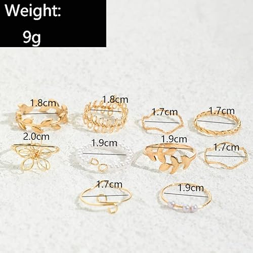 Inenimartj Boho Rings For Women,Gold Stacking Knuckle Ring Sets Stackable Pearl Flower Leaf Mid Finger Rings Cute Prom Rings Stocking Stuffers For Christmas thumb #4