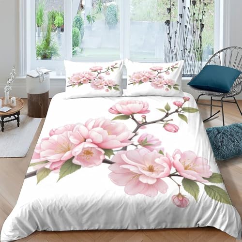 Housse de couette papillons roses 200x200 parure de lit double microfibre