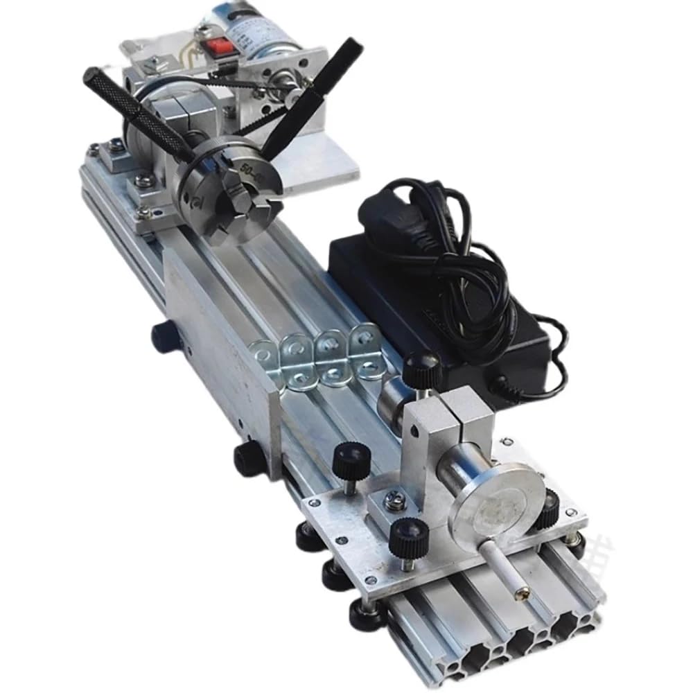 Mini Torno de Carpintería de Transmisión, Portabrocas de Cuatro Morzadas de 50 Mm, Torno de Accionamiento Multifunción 1200-2400rpm AC 100-240V