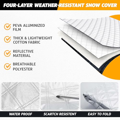 Image of EcoNour RV Windshield Cover for Ice and Snow | Ford E450-Compatible with Class C RV Ford (1997-2025) | RV Snow Covers for Windshield & Side Window with Mirror Cut-Outs | XXX-Large