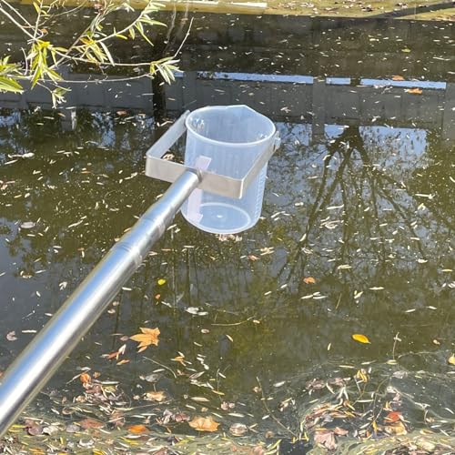 Stainless Steel Telescopic Water Sampler Set - 500ml/1000ml Pendulum Sampler Ladle with Eagle Beak & Handle - 5 8 10 13 16 20 Ft Water Sampling Pole Sampler Rod(1000ml Cup,L 100cm-2.5cm/3.3ft-8.2ft)