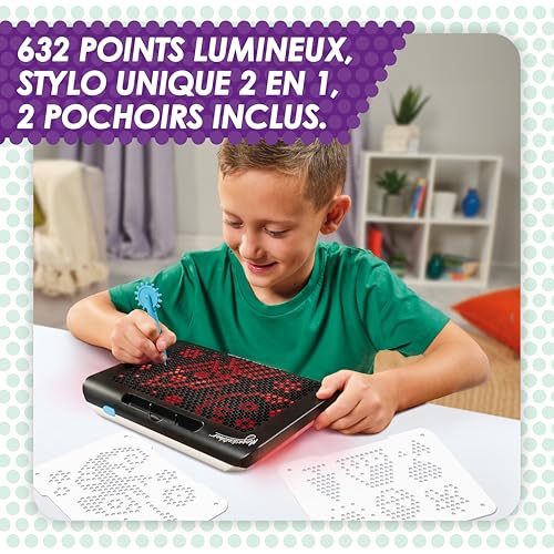 TOMY Tablette lumineuse Megasketcher Lights Alive | Tablette à dessin lumineuse pour enfants comprend 1 stylo 2 EN 1 2 pochoirs | Jouet de dessin pour enfants dès - vue 2
