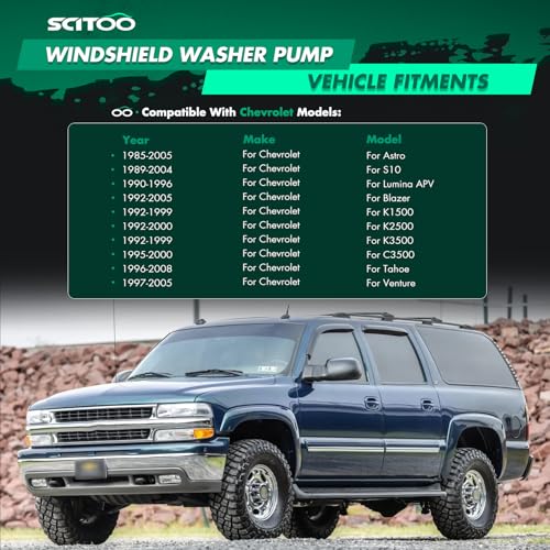 Image of SCITOO Rear Windshield Washer Pump Replacement fit for 2004-2007 For Buick For Rainier,Replaces OEM: 8900112619244680 | Direct fit for 2002-2009 For Chevrolet For Trailblazer|Replaces OE 22127573|22087136|19244683|89025063|With Grommet