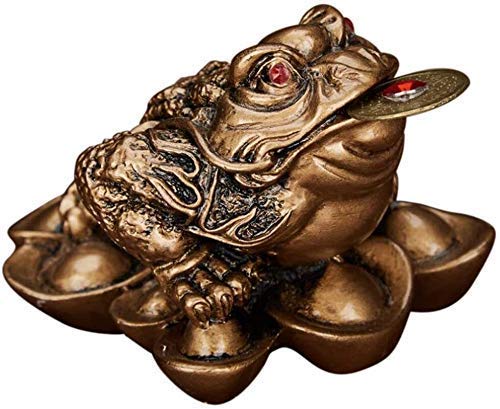 Crapaud de chance Feng Shui en cuivre doré pour harmoniser le salon et attirer la joie