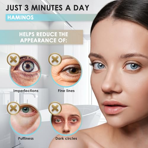 HAMINOS Eye Massager Wand with Heat, Vibration & Red/Blue Light, Ionic (Galvanic) Skincare Absorption, USB‑C Rechargeable with Charging Base, Helps Reduce the Look of Puffiness & Dark Circles - Image 4
