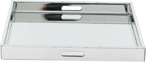 Miniatura 7 de Deco 79 Bandeja cuadrada de madera Glam, 20" x 20" x 2", plateada