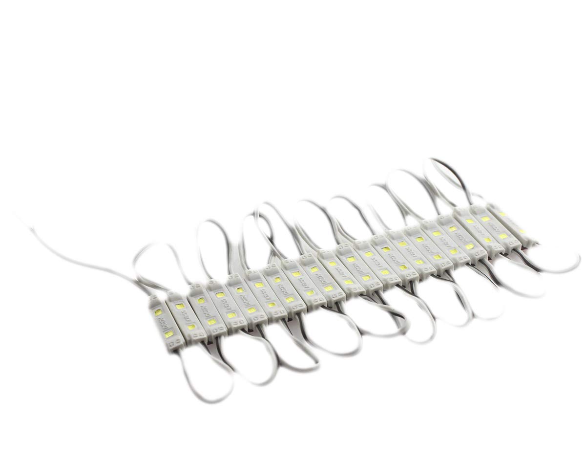Lot de 200 modules 2835 2 LED super lumineux 80-90 lm par module étanche décoratif pour panneau de lettre, panneaux publicitaires avec ruban adhésif à l'arrière (blanc chaud)