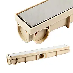 Ralo Linear Oculto Invisível Inteligente Sifonado Inox para Banheiro 6x50cm (Bege)