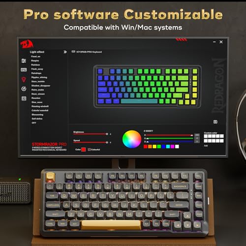 Image of Redragon K738 Wireless Mechanical Keyboard, Gasket Mounted RGB Gaming Keyboard, 3-Mode (2.4G /BT /USB), Pre-lubed Linear Switches, 75％ Layout, 82 Keys Hot Swappable for PC /Mac - Black Gold