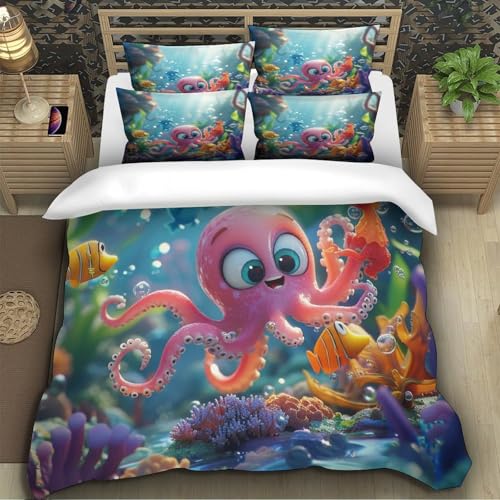 Housse de couette pieuvre 3D imprimée en microfibre de qualité supérieure