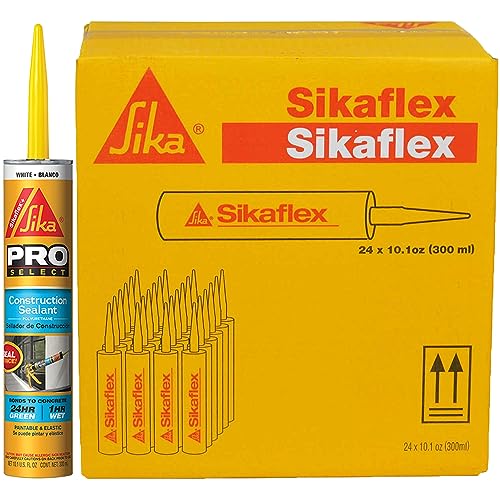 Image of SIKA Sikaflex Construction Sealant - White, All-Purpose Polyurethane for Joints 1 /2 inch or Smaller - 10.1 fl. oz - Weatherproof, High Elasticity, Paintable, Strong Adhesion (Pack of 12)