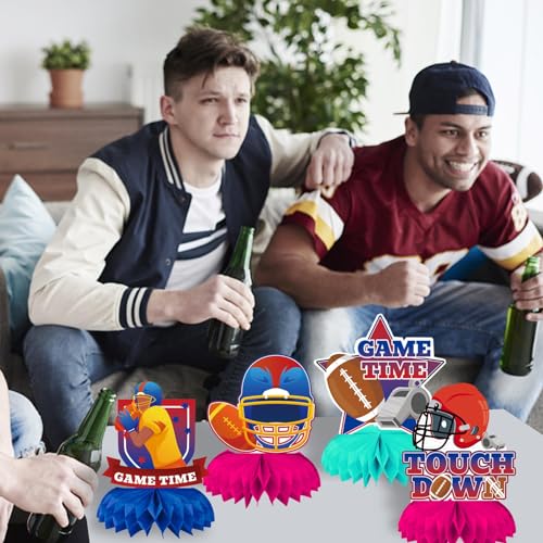 Qpout MP4TG138-US 9Pcs Football Party Decorations Football Table Centerpiece Football Honeycomb Centerpieces Table Toppers Super Bowl Party Honeycomb Table Toppers Rugby Football Sports Theme Decorations thumb #3