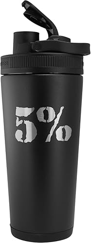 5% Nutrition Rich Piana Ice Shaker con logotipo en relieve, aislado al vacío para calor y frío, construcción duradera de acero inoxidable, 26 onzas