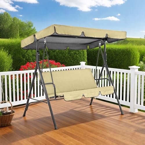 Toldo para silla de columpio de 2 a 3 plazas con funda de asiento y lona impermeable exterior 5