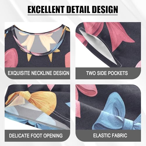 Pajama Sets Short Sleeve Colorful Bows on Black Soft Cotton Summer Sleepwear 2 Piece PJS Size 5-14T3