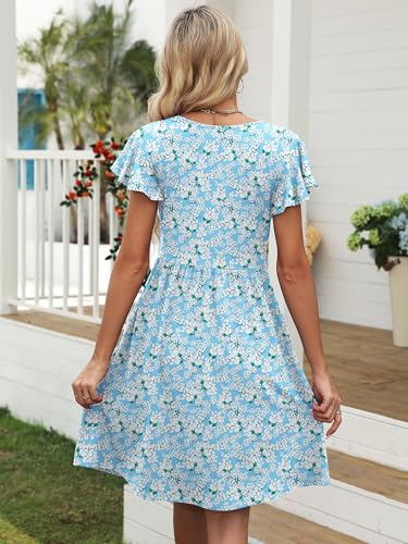 Image of Heymoments Women's Summer Short Sleeve Dresses Casual T-Shirt Flowy Tunic Ladies Beach Sundress