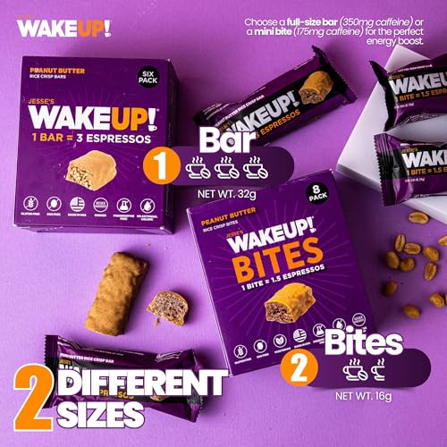 Image of WAKE UP! Peanut Butter Caffeinated Bars, 3 Espressos, 4 Pack (24 Bars)