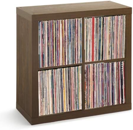Vinyl Record Storage Shelf | LP Record Album Storage | Vinyl Record Storage Cube, Rack, Cabinet, Bookcase, Organizer for Vintage LP Records | 4 Cube Square Organizer by VRSS (Walnut)