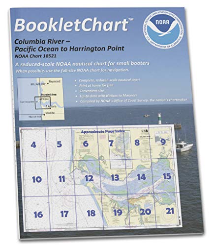 Paradise Cay Publications NOAA BookletChart 18521: Columbia River Pacific Ocean to Harrington Point;Ilwaco Harbor, Handy 8.5