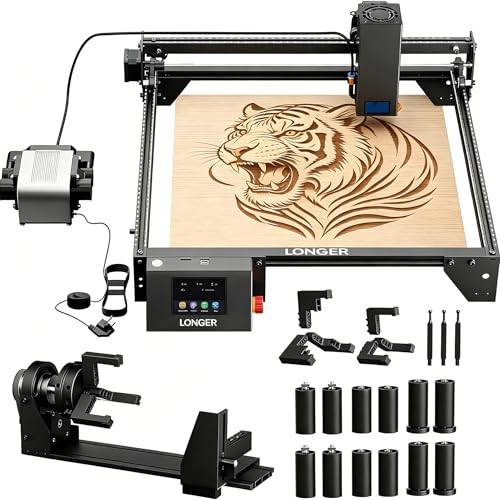Image of Longer Ray5 20W Laser Engraver with Air Assist Kit,Multifunctional Rotary Roller Kit, DIY CNC Laser Cutter Tool for Metal Glass Wood,Engraving Speed to 24,000 mm /min