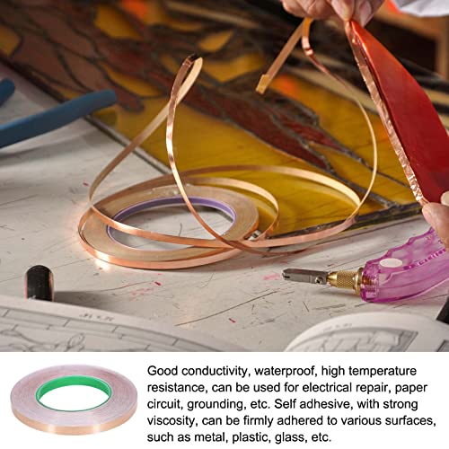 Image of Copper Foil Tape Conductive Adhesive Double Sided, [for EMI Shielding, Stained Glass, Paper Circuits, Grounding] - 5 /16 inch /164ft