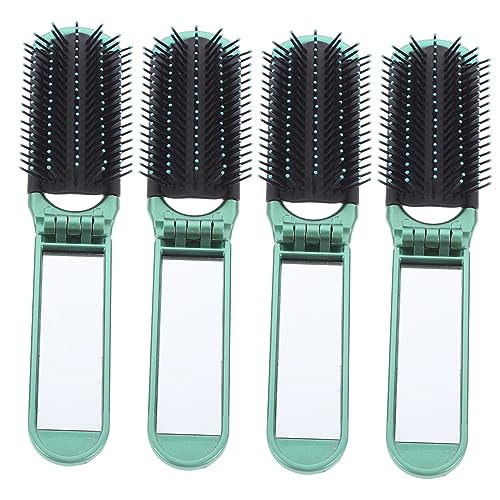 ULTECHNOVO 4個 折りたたみ式ポケットコームミラー点 軽量携帯用ヘアブラシ 男