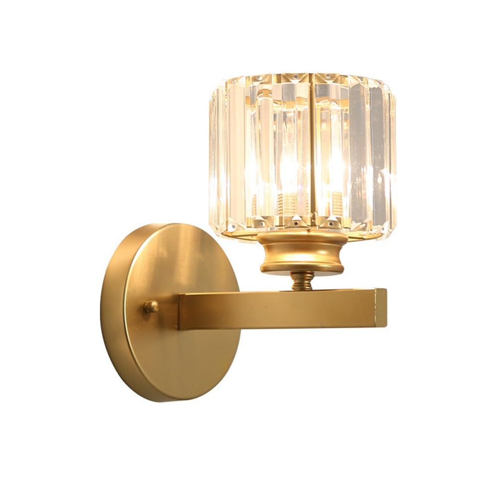 ITOSUI Crystal Wall Sconce, Gold Wall Lamp, Crystal Shade Lighting, Art Deco Mid-Century Fixture, Wrought Iron Brass E26 Base for Bedroom Bedside, Hallway, Entryway, Study Decor(1-Pack)