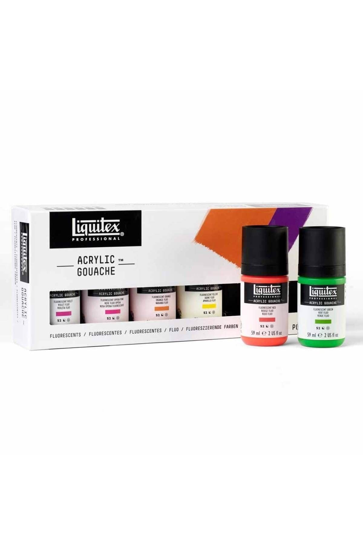 Liquitex Acrylic Gouache - Colore Acrilico Effetto Gouache - 6 Flaconi da 59 ml - Set Fluorescenti