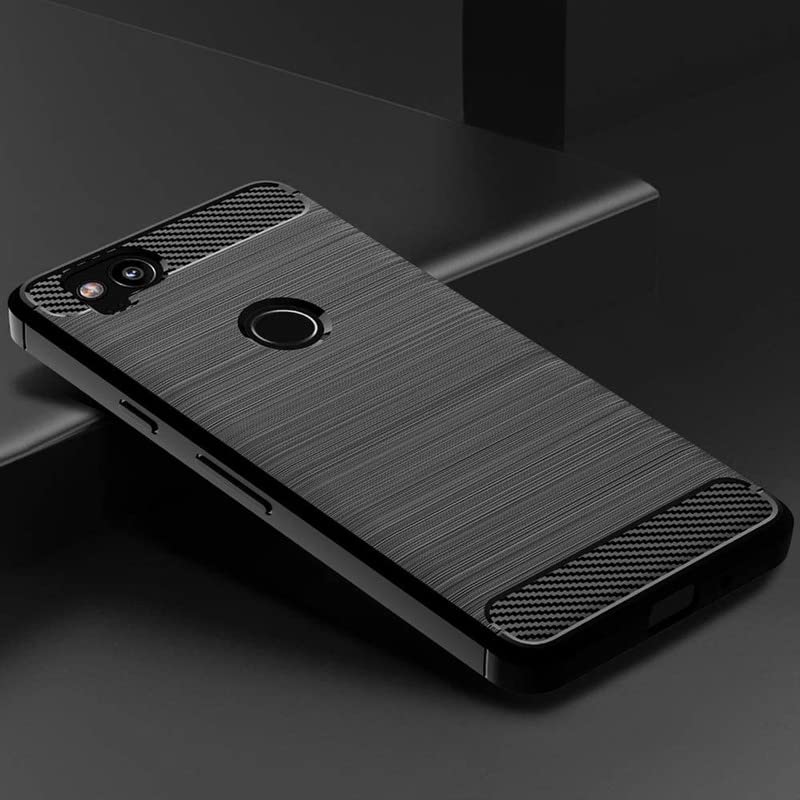 Image of NPRC Hybrid Ultra Slim Protective Case TPU Non-Slip Carbon Fiber Texture Shockproof Case Cover for Google Pixel 2 - Black