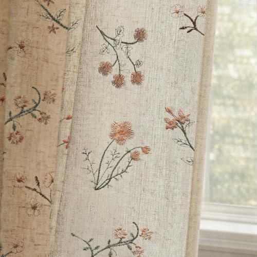 XOGUIBO Floral Embroidered Linen