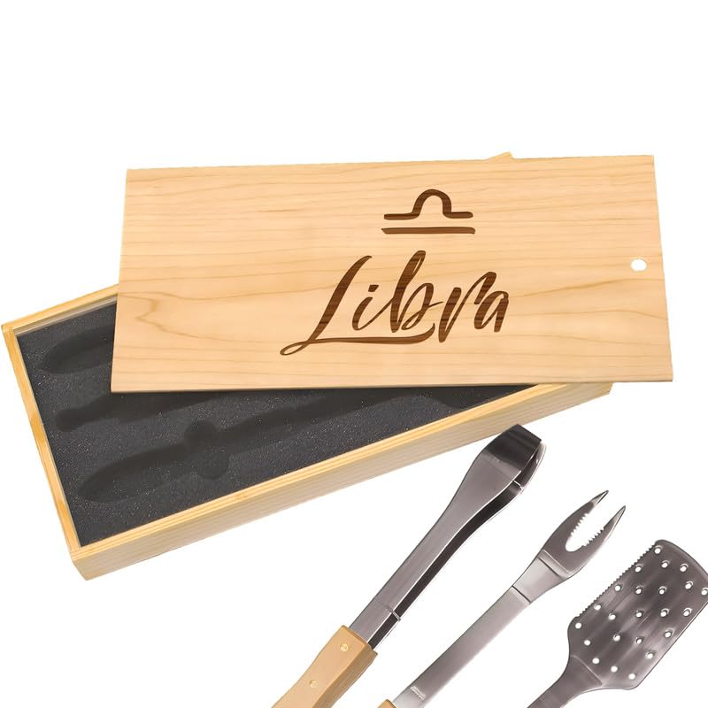 Set de BBQ Libra con espátula, pinzas y tenedor en caja miniatura 1