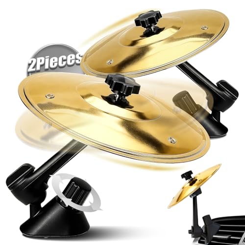 2 piezas Mini Platillo, Mini Drum Clip, Mini tambores y platillos, Se colocan en las rejillas de ventilación y vibran al ritmo de la música. Ideal para animar los atascos y viajes aburridos