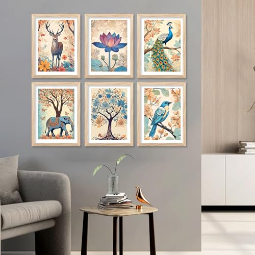 Image of kotart Modern Art Digital Painting for Wall Decoration - Natutre Inspired Wall Art Prints for Living Room Bedroom Office Room Decor (13X17 INCH, C) Pack of 6