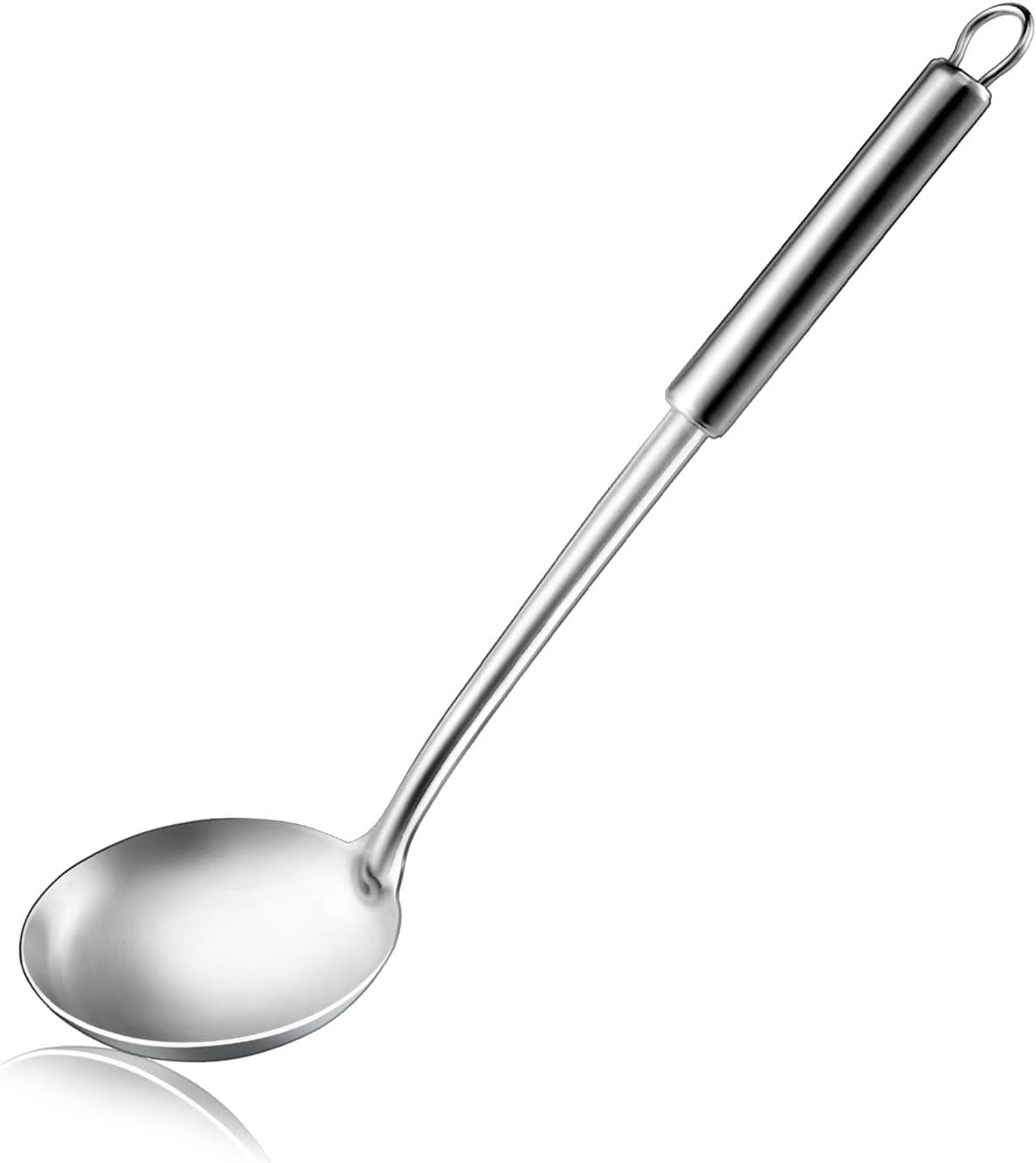 Pleafind Stainless Steel Wok Ladle (13.6 inch) - For Stirring, Portioning and Serving Soups - Dishwasher Safe