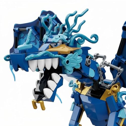 Image of SKY LINE OCEAN Blue Water Dragon Building Block Set (501 PCS) - Dragon Model Toy for Kids Boys & Girls, Mini Brick Collectible Figure, Creative Construction Gift | 5 Year Structural Warranty