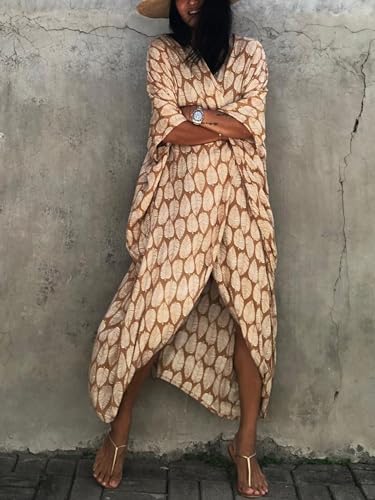Image of Kaftan Dresses for Women Plus Size Summer Beach Dress with Print and Swim Cover Ups