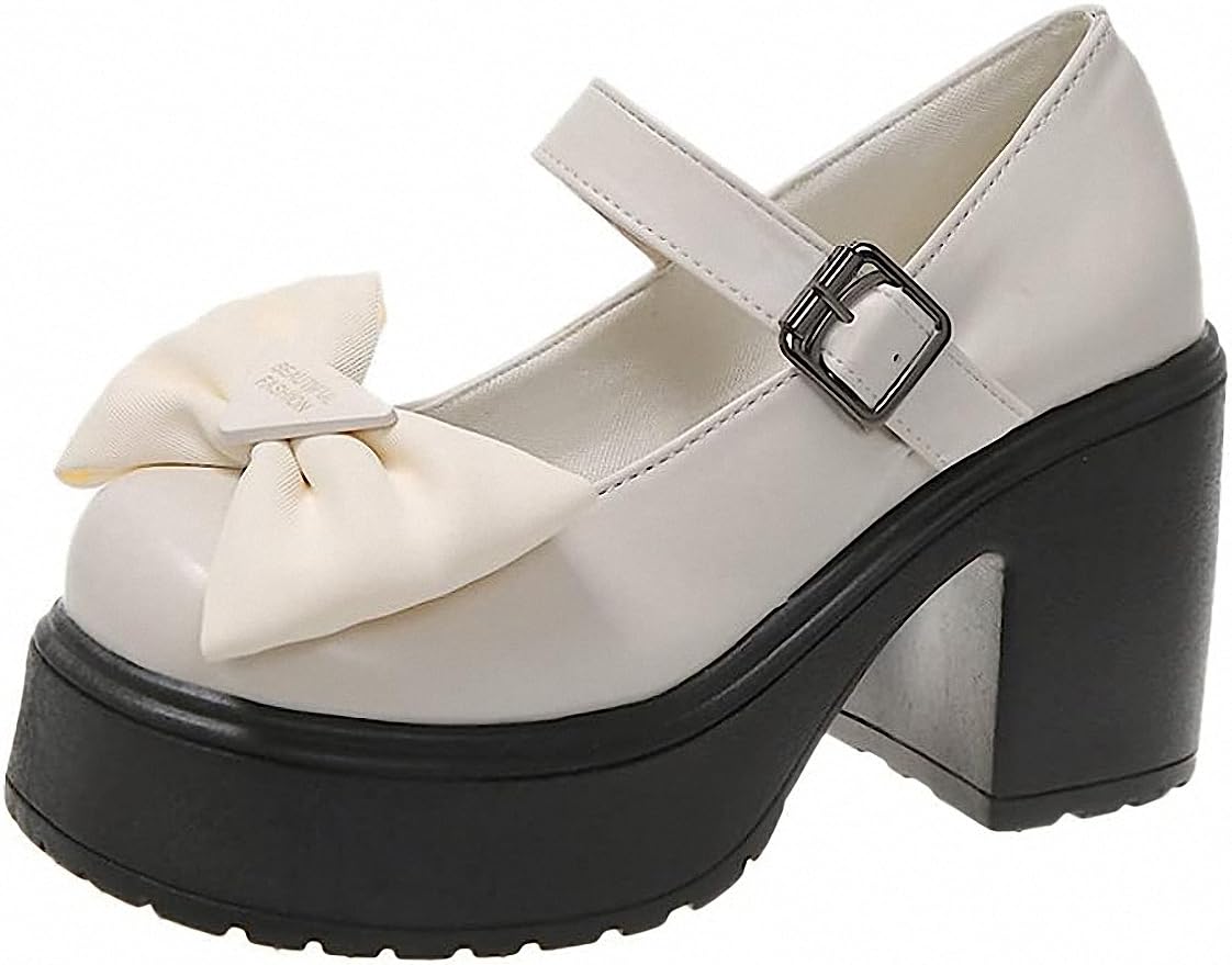 Womens Platform Mary Janes Shoes Sweet Toe Ankle Lolita Gothic Pumps Chunky Patent Leather — view 75