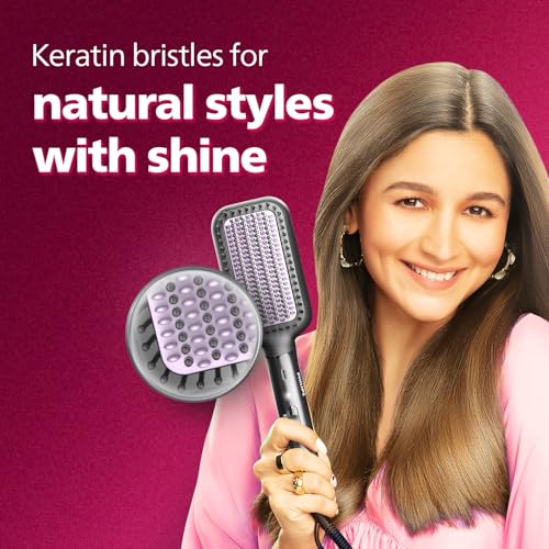 Philips Hair Straightener Brush - Everyday Frizz Free Hair in 5 min I Natural Styles with volume | Shiny and Smooth Hair I No Scalp Burns | ThermoProtect Technology I Keratin... - Image 5