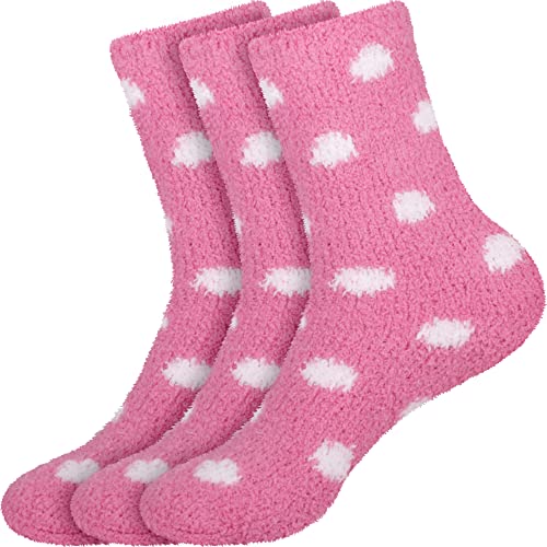 Image of BambooMN Women's Super Soft Fuzzy Socks, Polka Dot, Gradient, Snowflake, Featherlight Cuff - Assorted Colors