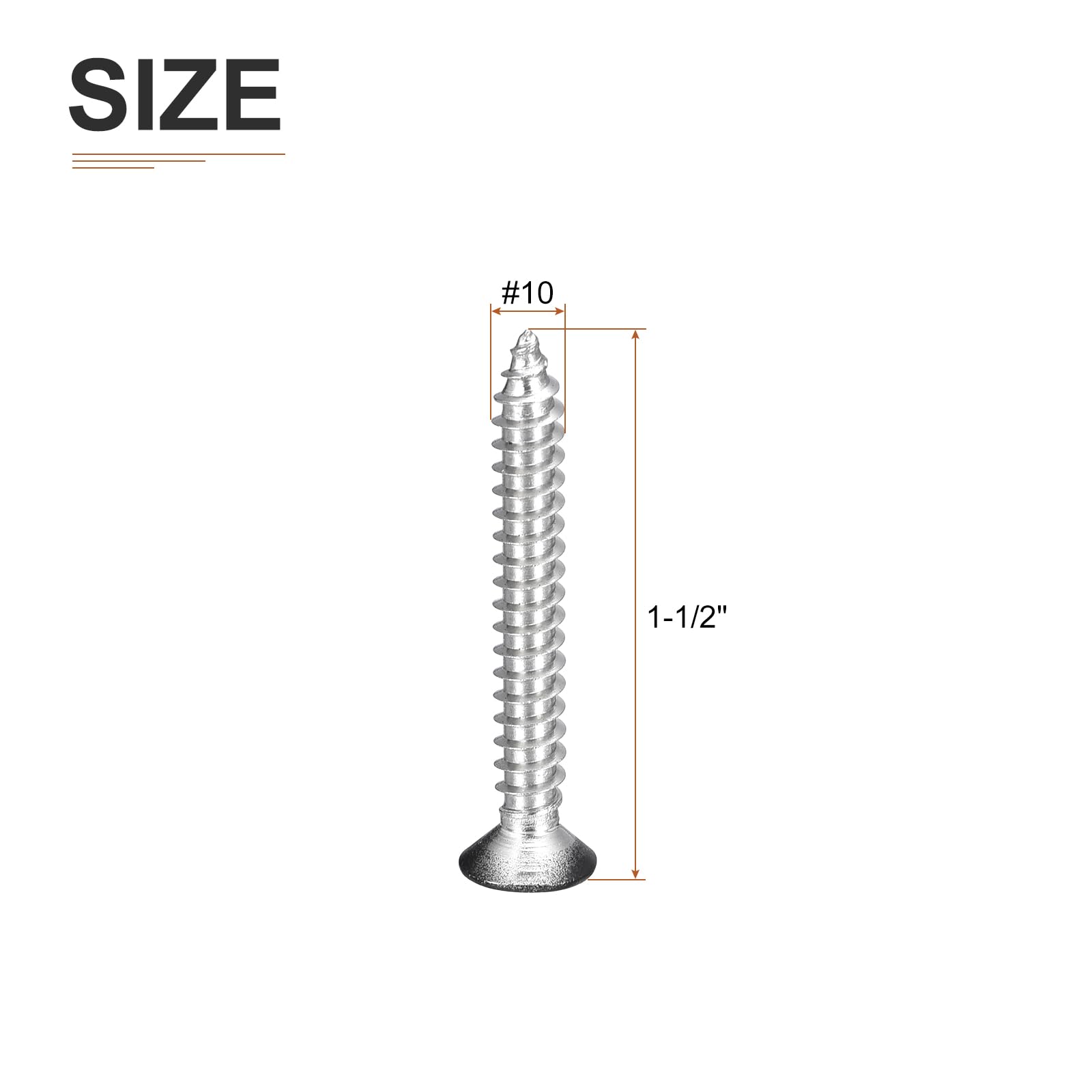 DTGN 100Pcs #10x1-1/2" Flat Head Wood Screws, 304 Stainless Steel Black Phillips Self Tapping Screws - Image 2