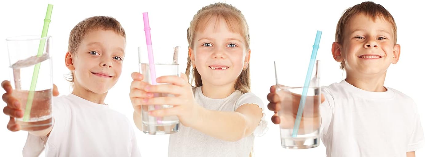 7 " Plain Color Reusable Plastic Replacement Drinking Straws for Short Mini Mason Jar,Tumblers, Set of 12 Pcs Straws with Cleaning Brush (7inch,12color)